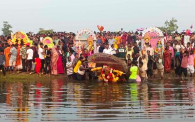 গোয়াইনঘাটে প্রতিমা বিসর্জনের মধ্য দিয়ে শেষ হলো দুর্গোৎসব