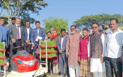 গোয়াইনঘাটে সমলয় পদ্ধতিতে ধানের চারা রোপনের উদ্বোধন