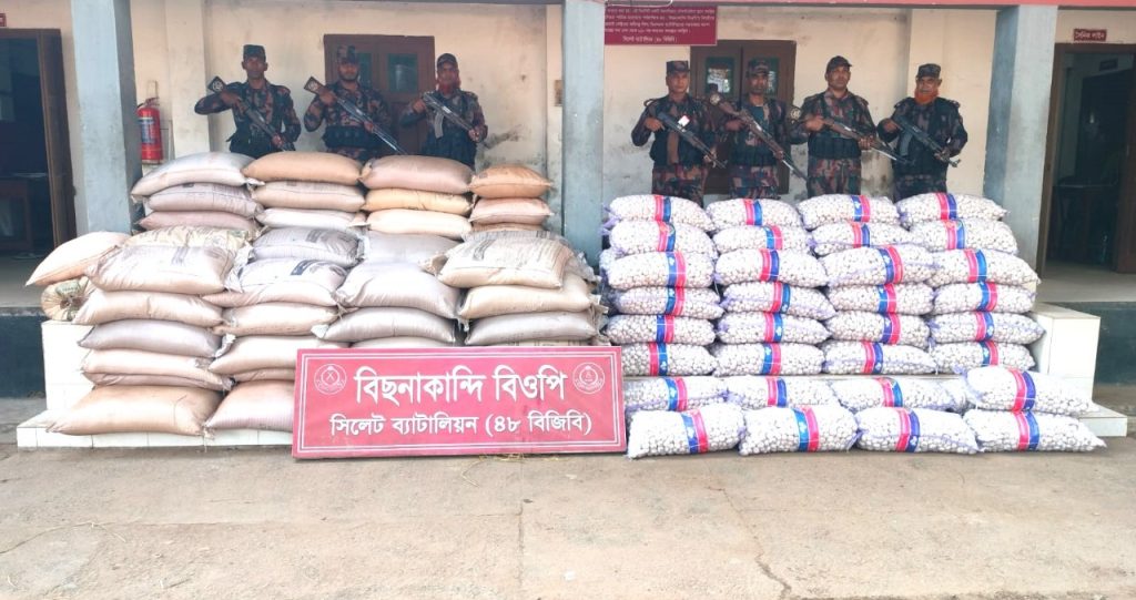 সীমান্তে বিজিবি’র অভিযানে ১ কোটি ৩০ লাখ টাকার ভারতীয় চোরাই পণ্য জব্দ