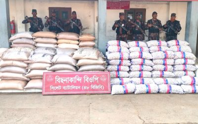সীমান্তে বিজিবি’র অভিযানে ১ কোটি ৩০ লাখ টাকার ভারতীয় চোরাই পণ্য জব্দ