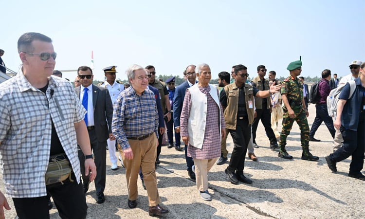 প্রধান উপদেষ্টা ও জাতিসংঘ মহাসচিব রোহিঙ্গা শরণার্থী শিবির পরিদর্শনে কক্সবাজার পৌঁছেছেন