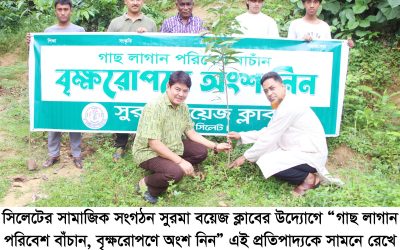 সুরমা বয়েজ ক্লাবের উদ্যোগে দিনব্যাপী বৃক্ষরোপণ
