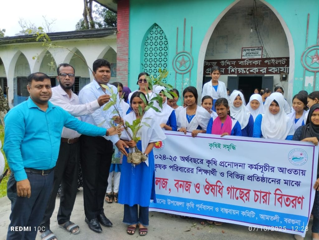 আমতলীতে শিক্ষাপ্রতিষ্ঠানে গছের চারা বিতরণ