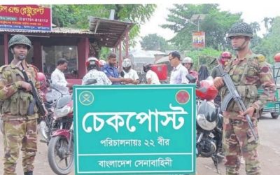 উলিপুর অস্থায়ী চেকপোস্ট বসিয়ে সেনাবাহিনীর অভিযান