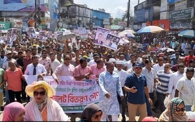 সুনামগঞ্জে বিএনপির ৪ আসনের সম্ভাব্য সংসদ সদস্য প্রার্থী এড.নুরুল ইসলামের নেতৃত্বে বিএনপির ৩১ দফার লিফলেট বিতরণ